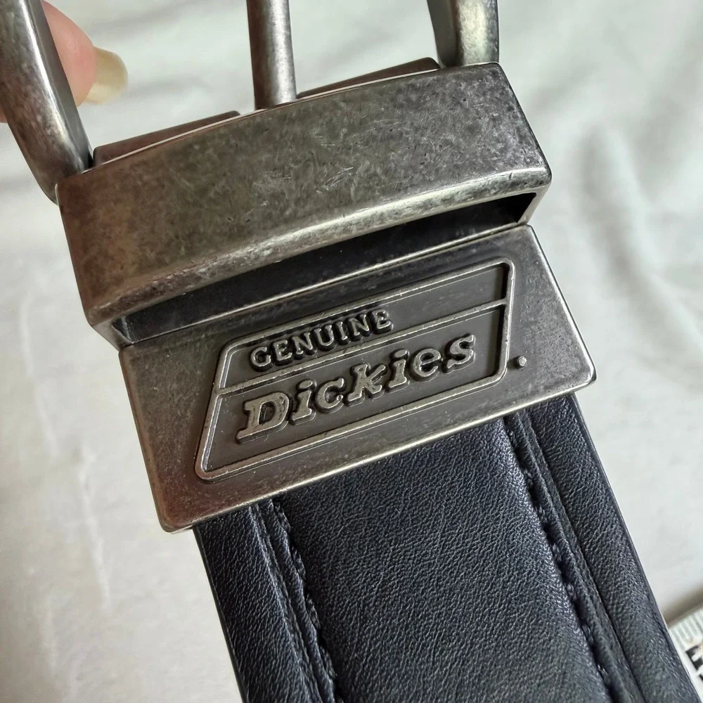Dickies Reversible Belt Men 50-52 Black Brown PU Coated Leather Swivel‎ Buckle